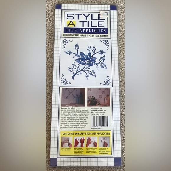 STYLE A TILE APPLIQUES Rub On Set of 8 Flower Transfers Arts & Crafts Upcycles - Picture 2 of 5